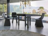 Pivot fixed table in the round version with smoked glass top by Bonaldo