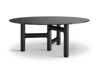 Pivot table with brushed charcoal wood base and round top by Bonaldo