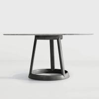 Side view of Greeny round dining table with marble top