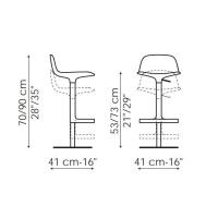 Bonnie adjustable swivel stool by Bonaldo - Measurements