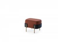 Ottoman Just in bordeaux fabric and brushed bronze metal structure
