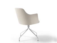 Neva chair with armrests, back in wood and swivel base in white painted metal