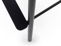 Close up of the structure with matte black painted metal footrest