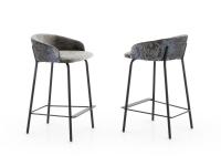 Just design stool with velvet upholstery and black painted metal frame
