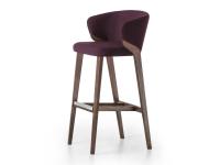 Elegant bar stool Matilde with legs in solid ash and seat covered in fabric