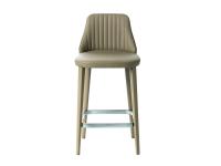 Neva stool with legs matching the cover, footrest in satin-finished chromed metal