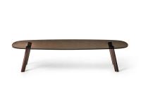 Coffee table Adelchi with wooden legs and crystal smoked bronze top