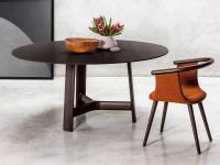 Conrad round dining table with wooden base and tabletop