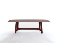 Conrad shaped-rectangular table in Bulgar Red lacquered wood