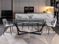 Jones living room table with glass top and heat-treated oak structure