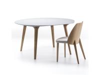 Leander round dining table with natural oak solid wood legs