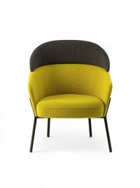 Amrchair Just with metal in matt black finish, bicolor fabric upholstery