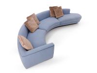 Franklin Round curved sofa upholstered in Capri fabric in light blue linen