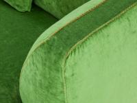 Detail of the shaped armrest of the Greg sofa