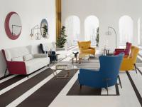 Living room furnished with the armchairs and sofas from the harmony collection by Borzalino
