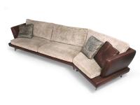 Martin designer sofa by Borzalino with two-tone leather and fabric upholstery