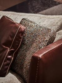 Detail of decorative box cushions 45 x 45 cm with contrasting profile