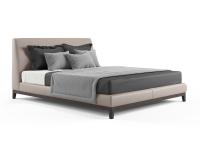 Greg double bed by Borzalino upholstered in Seta leather with Grey Oak wooden base