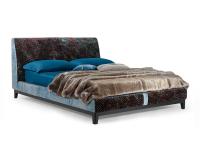 Greg Bed double bed with two-tone leather and velvet covering