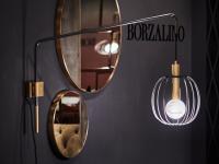The Lira wall lamp by Borzalino can be adjusted side to side thanks to the joint on the metal arm