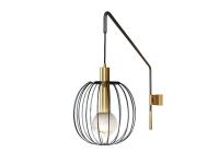 Lira wall lamp by Borzalino with adjustable structure, brass bulb holder and alabaster diffuser