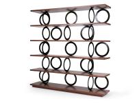 Gordon bookcase by Borzalino with open sides and circular metal supports