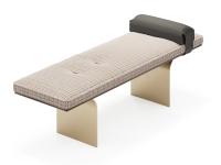 Minerva bench with two-tone upholstery, with a fabric seat and leather armrest