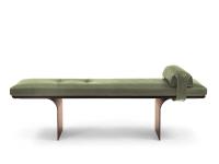 Minerva designer upholstered leather bench seat with Bronze painted metal legs