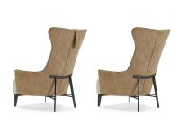 View of the back of the Mia armchair with and without optional headrest pillow