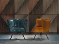Set of Diva armchairs in Ghost and Tuscania leather