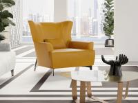 Reading armchair Harmony by Borzalino, upholstered in yellow leather