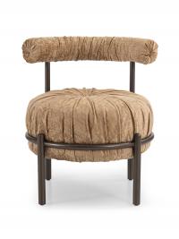 Front view of the Bonbon pouf model by Borzalino with adjustable raised backrest