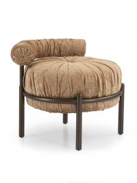 Three-quarter view of the Bonbon pouf model by Borzalino with lowered adjustable backrest