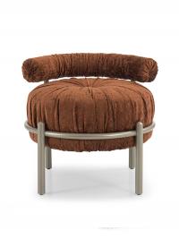 Front view of the Bonbon pouf model by Borzalino with lowered adjustable backrest