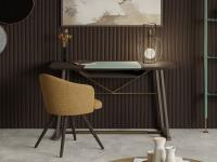 Golia elegant living-room writing desk made from wood, with leather and metal details