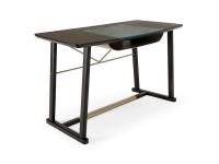 Golia writing desk in Black Oak wood with a rear structure, footrest and document holder in the Beige finish of metal