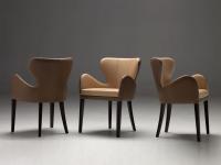 Elektra leather dining chair with armrests by Borzalino in two-tone version