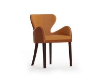 Elektra upholstered chair with two-tone upholstery and wooden legs