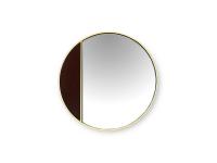 Half Moon round mirror with one side covered in fabric