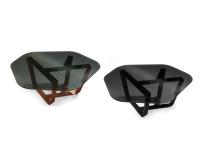 Ground coffee tables with tops in Golden and Silver Smoky mesh glass