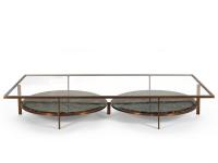 Paul rectangular coffee table with cm 180 x 94 upper level and double lower level in Emperador Dark marble