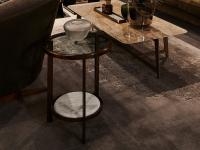 Round Paul table by Borzalino with the rectangular BSeries coffee table from the same collection