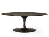 Saar elegant marble table by Borzalino, with marble top and aluminium base in the Vulcan Grey finish