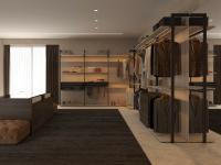 Venus Lounge walk-in wardrobe with wall uprights