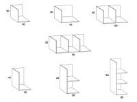Mensola con bordo laterale California - Schemi dei modelli in legno orizzontali e verticali