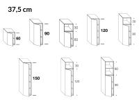 California wall-mounted storage cabinet - Patterns and measurements of models with a width of 37.5 cm