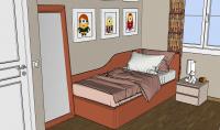 Kids Bedroom 3D Design - bed-side view 