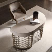 Isidoro vanity table by Cantori with curved table top in hand-stitched leather