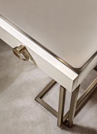 Voyage modern desk with leather top and gold handles by Cantori