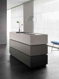 Raiki Plus modular chest of drawers in matt lacquer with grey tones  - a possible use for the middle of the room 